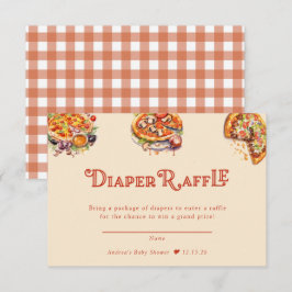 Cartão De Informações Pizza | Fatia | Chá de Bebê Sorteio de Fraldas