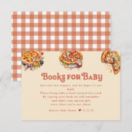 Cartão De Informações Pizza | Fatia | Livros para Chá de fraldas