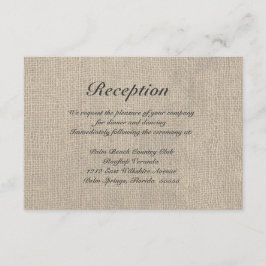Cartão De Informações Placa Burlap Rustic Recepção de casamento Directio