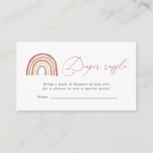 Cartão De Informações Placa Chá de fraldas Raffle Fralda arco-íris (Frente)
