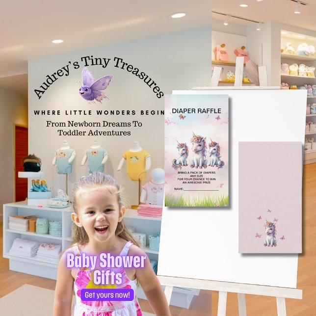 Cartão De Informações Placa de Aproximação Raffle do Chá de fraldas Magn (Criador carregado)