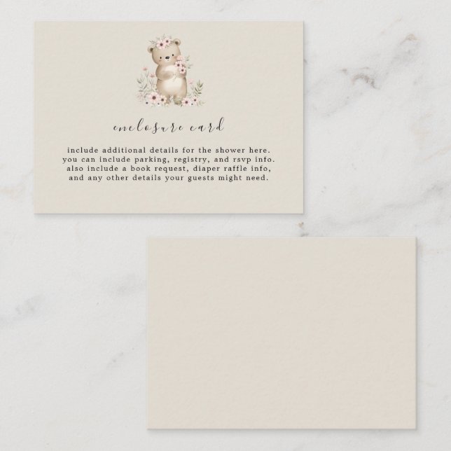 Cartão De Informações Placa de Chá de fraldas do HANNAH Woodland (Frente/Verso)