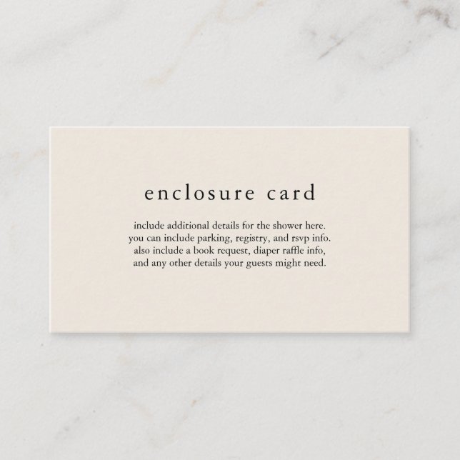 Cartão De Informações Placa de Chá de fraldas HANNAH Cream Boho (Frente)