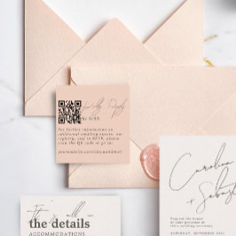 Cartão De Informações Placa de código QR de RSVP RSVP de Salmão Pálido M