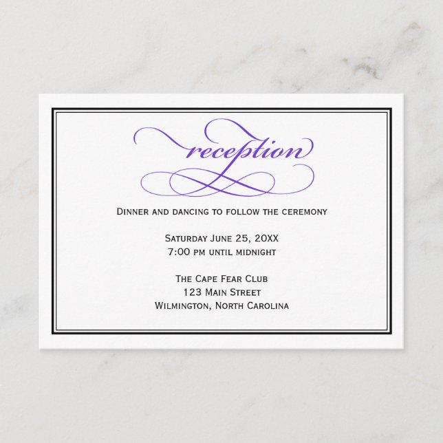 Cartão De Informações Placa de Detalhes da Recepção de casamento de Scri (Frente)