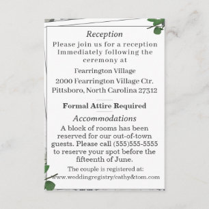 Cartão De Informações Placa de Detalhes das Folhas de Rosa e Lace Branco