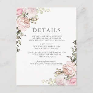 Cartão De Informações Placa de Detalhes Floral primavera