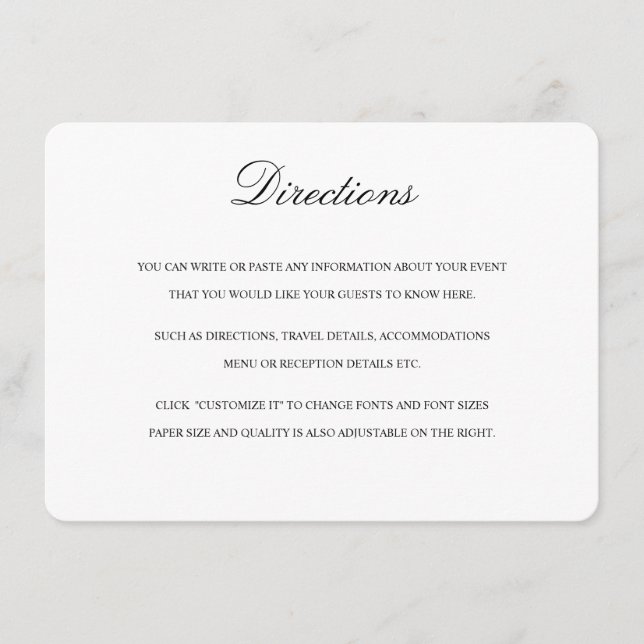 Cartão De Informações Placa de direção com mapa em preto e branco (Frente)