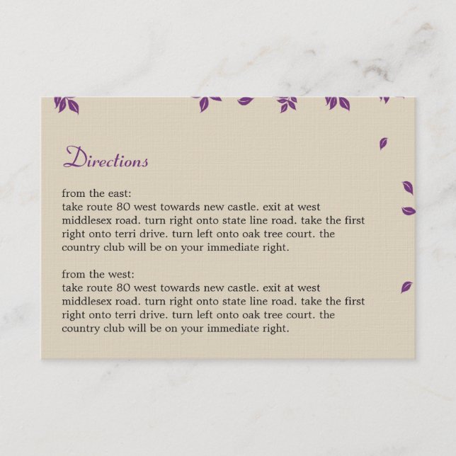 Cartão De Informações Placa de Direções de Árvore de Oak (Frente)