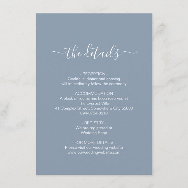 Cartão De Informações Placa de gabinete azul com poeira simples (Frente)