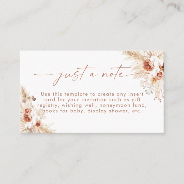 Cartão De Informações Placa de gabinete Boho | Terracotta Apenas Um Cart (Frente)