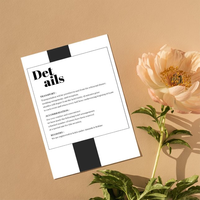 Cartão De Informações Placa de gabinete com detalhes mínimos em preto e  (Criador carregado)