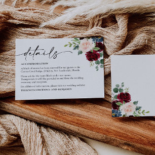 Cartão De Informações Placa de gabinete de casamento boho floral