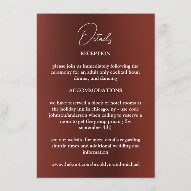 Cartão De Informações Placa de gabinete de casamento de flores (Frente)