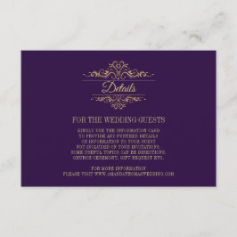 Cartão De Informações Placa de gabinete de casamento de quadro de Ouro E