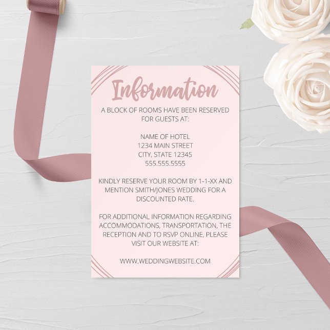 Cartão De Informações Placa de gabinete de casamento Oval Blushing (Criador carregado)