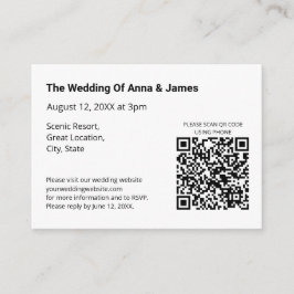 Cartão De Informações Placa de gabinete de casamento RSVP de código QR m