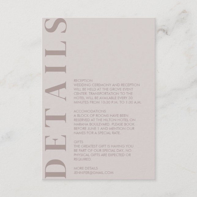 Cartão De Informações Placa de gabinete de Cinza leve indiana (Frente)