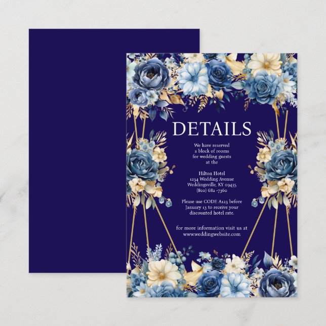 Cartão De Informações Placa de gabinete de detalhes azul e Dourada do ma (Frente/Verso)