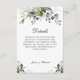 Cartão De Informações Placa de Gabinete de Detalhes da Aquarela Eucalypt