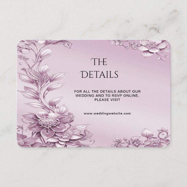 Cartão De Informações Placa de gabinete de detalhes de folhagem floral r (Frente)