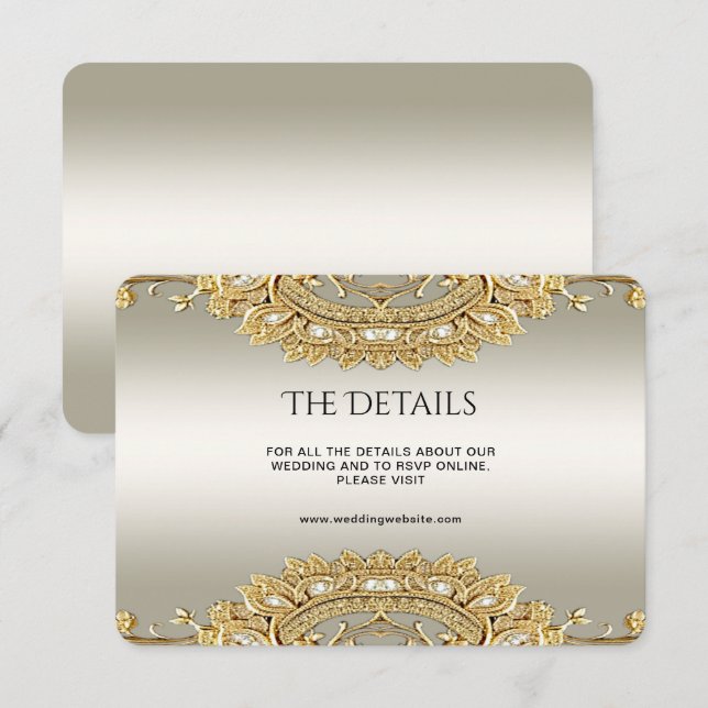 Cartão De Informações Placa de gabinete de detalhes do Ornamentado Doura (Frente/Verso)