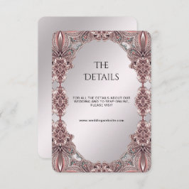 Cartão De Informações Placa de Gabinete de Detalhes Ornamentais Rosa