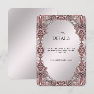 Cartão De Informações Placa de Gabinete de Detalhes Ornamentais Rosa