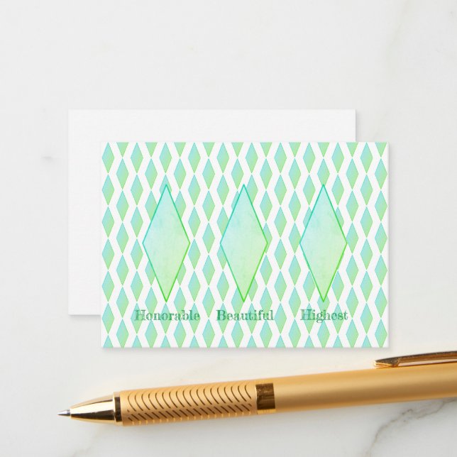 Cartão De Informações Placa de gabinete de diamante verde (Frente/Verso In Situ)