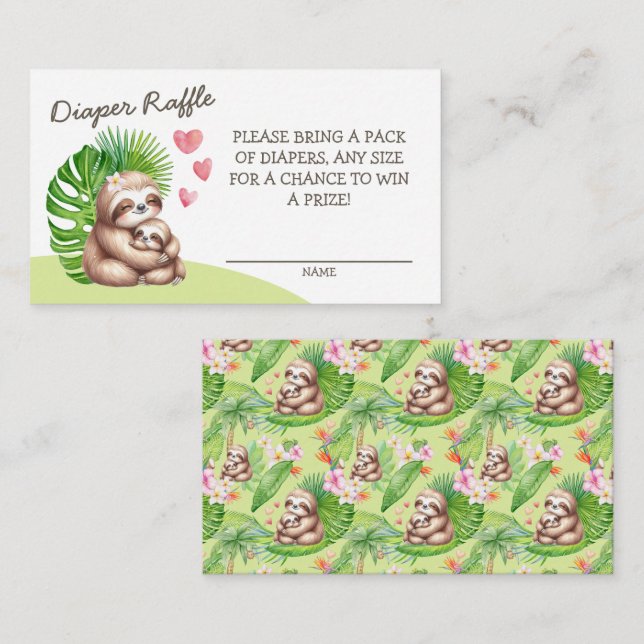 Cartão De Informações Placa de gabinete de Fralda de Raffle para mamãe e (Frente/Verso)