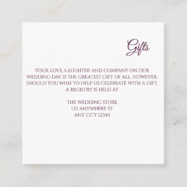 Cartão De Informações Placa de gabinete de presentes para o anel floral