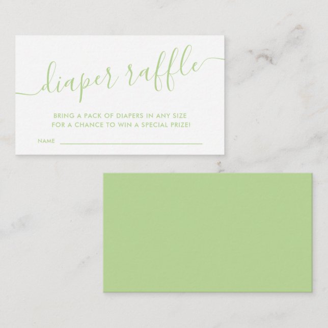 Cartão De Informações Placa de Gabinete de Raffle Fralda Verde Moderna (Frente/Verso)