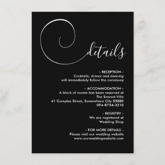 Cartão De Informações Placa de gabinete de script de caligrafia preta