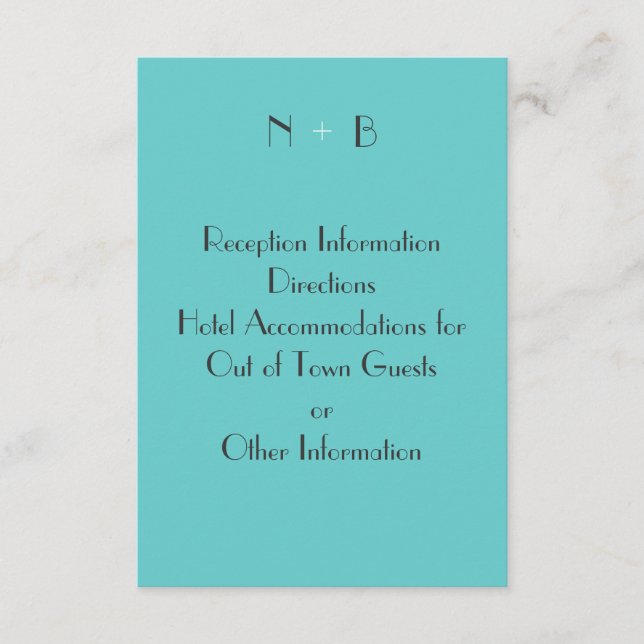 Cartão De Informações Placa de gabinete de turquesa moderna (Frente)