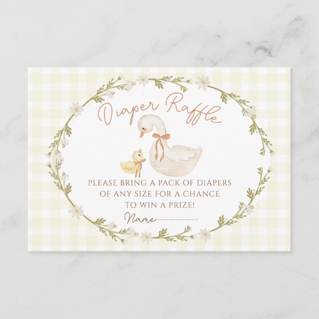 Cartão De Informações Placa de gabinete do bebê do Bobo Goose Gingham Du (Frente)