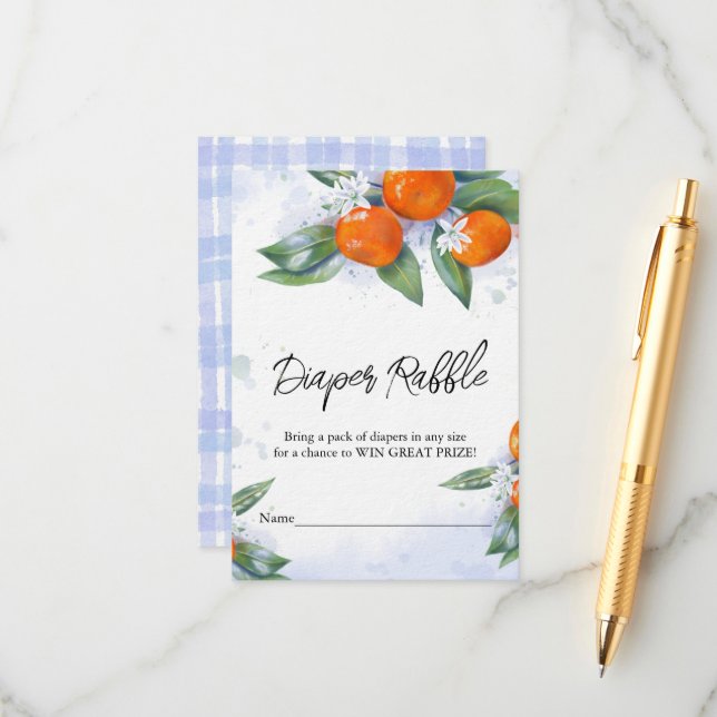 Cartão De Informações Placa de gabinete do Chá de fraldas "Fralda Raffle (Frente/Verso In Situ)