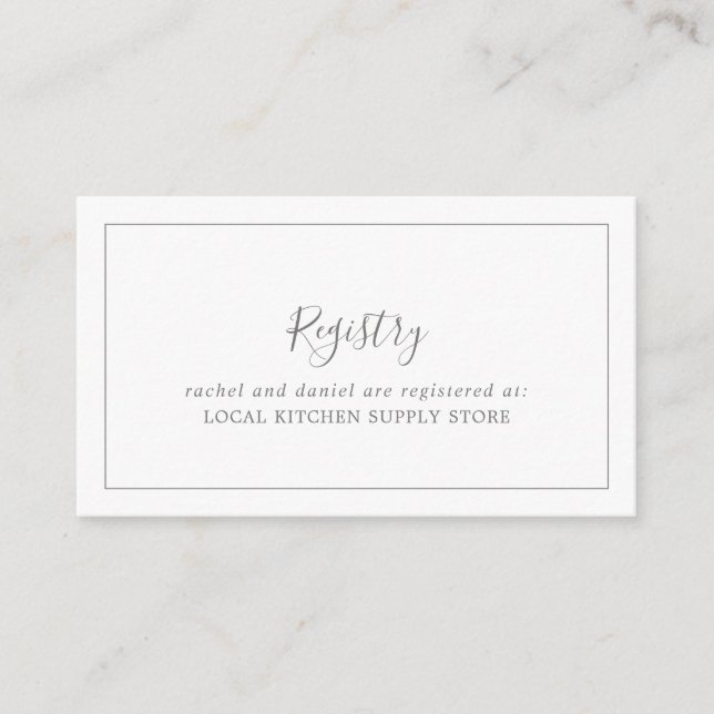 Cartão De Informações Placa de gabinete do registro de presente minimali (Frente)