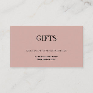 Cartão De Informações Placa de gabinete do registro de presente rosa/Pre