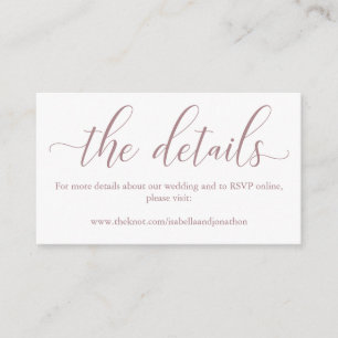 Cartão De Informações Placa de gabinete do site de casamento Rosa
