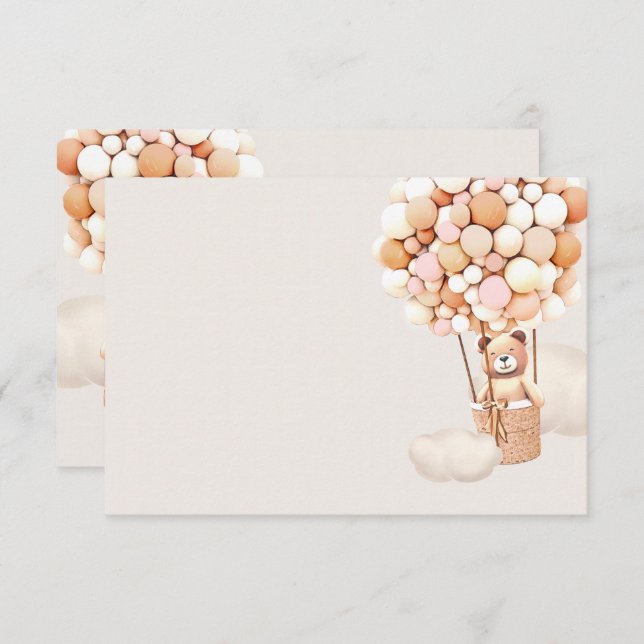 Cartão De Informações Placa de gabinete do Vazio dos balões do urso rosa (Frente/Verso)