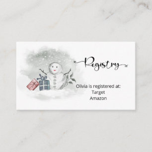 Cartão De Informações Placa de gabinete do Winter Baby Registry