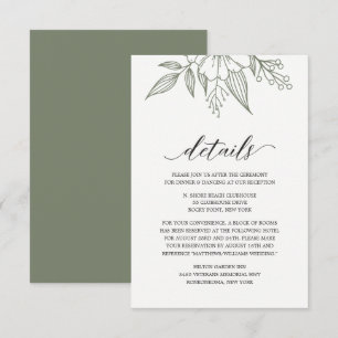 Cartão De Informações Placa de Gabinete Floral de Casamento Simples Eleg