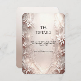 Cartão De Informações Placa de Gabinete Floral Detalhado de Ivory Branca