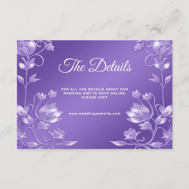 Cartão De Informações Placa de gabinete Floral Detalhado na moda Purple (Frente)