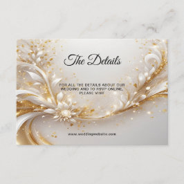 Cartão De Informações Placa de gabinete Floral Dourada branca