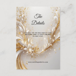 Cartão De Informações Placa de gabinete Floral Dourada branca