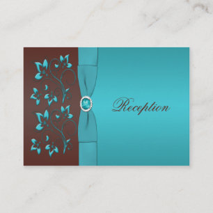 Cartão De Informações Placa de gabinete floral marrom e turquesa