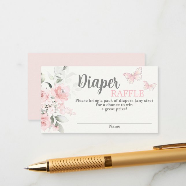 Cartão De Informações Placa de gabinete Raffle com Fralda de borboleta (Frente/Verso In Situ)