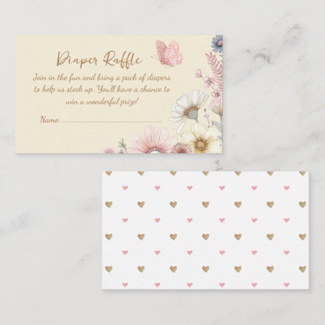 Cartão De Informações Placa de gabinete Raffle da Fralda de borboleta am (Frente/Verso)