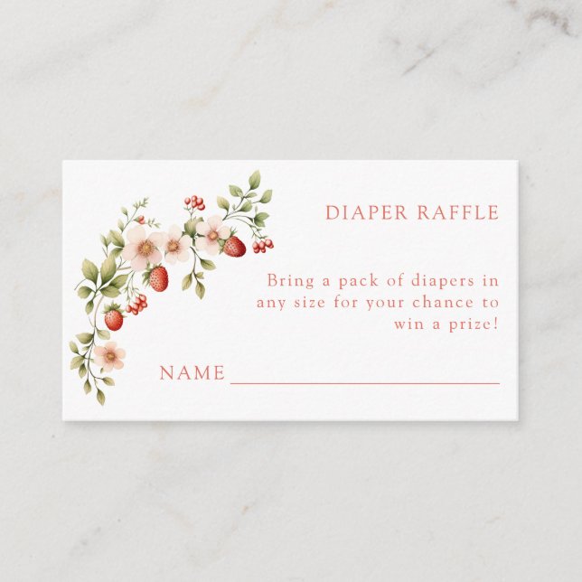 Cartão De Informações Placa de gabinete Raffle de Fralda Berry Sweet (Frente)